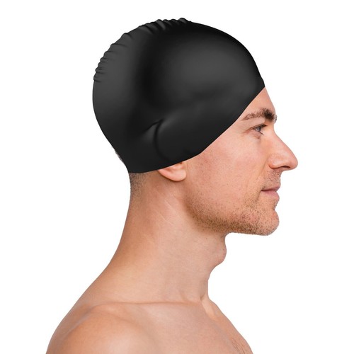 Black swimming cap silicone - black,