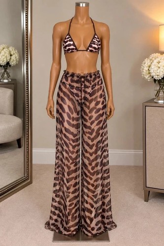 Women leopard print sheer - leopard,