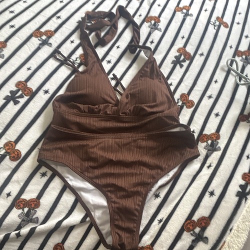 Brown two piece bikini medium - brown,