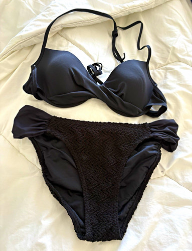 Women black halter piece - black,