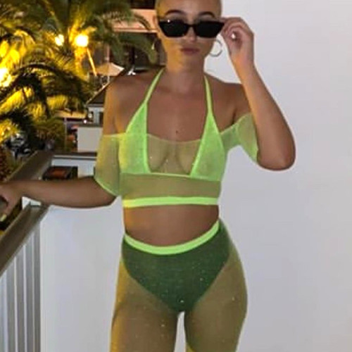 Women green mesh halter - women’s,