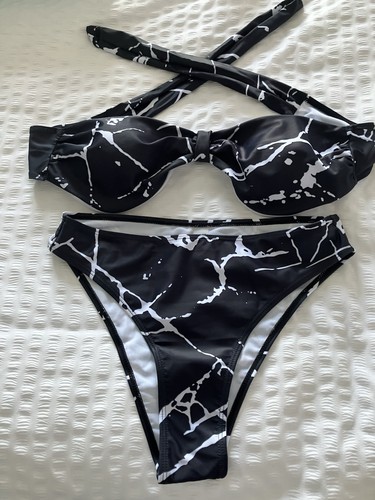 Black white bikini size m - black,